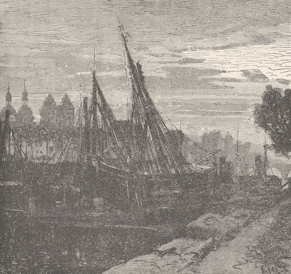 GERMANY. Banks of Moselle, Koblenz 1903 old antique vintage print picture